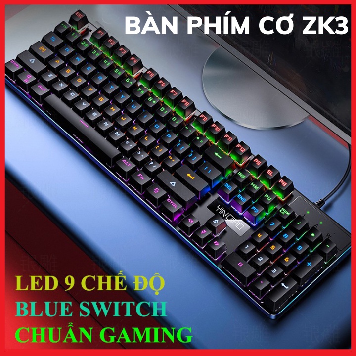 Bàn Phím Cơ Gaming YINOIAO ZK3 Blue Switch led RGB-Có Thể Đổi Màu-Bảo Hành 12 Tháng