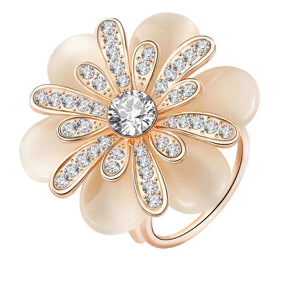 Trâm cài khăn choàng 3 vòng thiết kế đính đá Opal hình hoa trà thời trang cho phái nữ