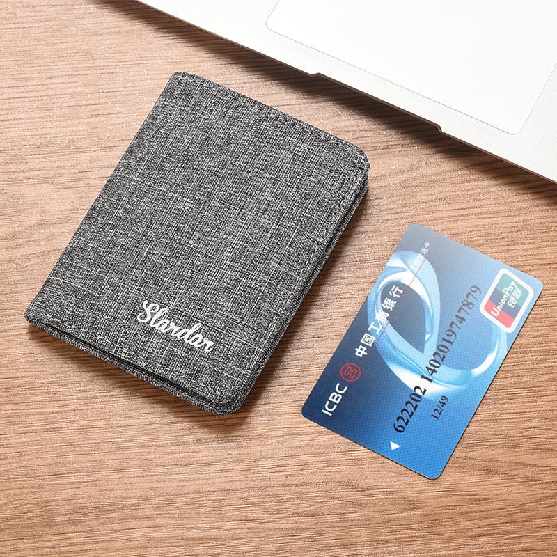 Ví Vải Bố Mini Siêu Mỏng Dáng Ngắn Đựng Thẻ/Giấy Phép/Thẻ Thiết Kế Đơn Giản Thời Trang Cho Nam Nữ