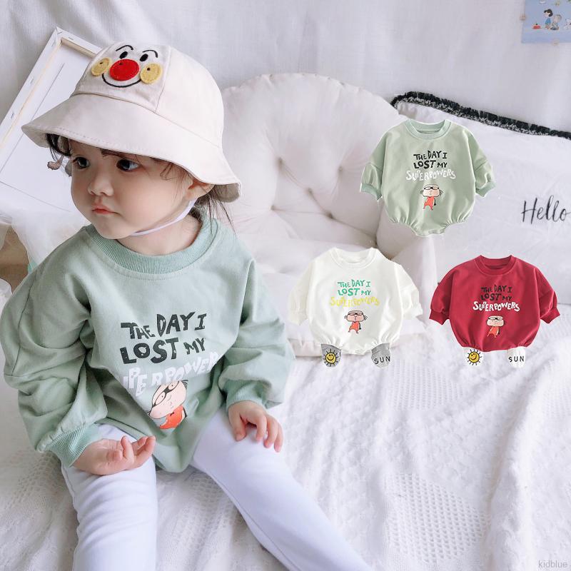 Áo liền quần tay dài hoạ tiết hoạt hình phong cách Hàn Quốc dành cho bé