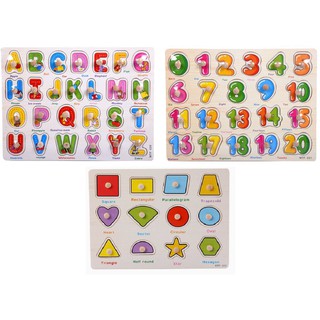 Combo 3 Bảng Núm Gỗ - Bảng Gỗ Lắp Ghép: Chữ Cái, chữ Số, Hình Học