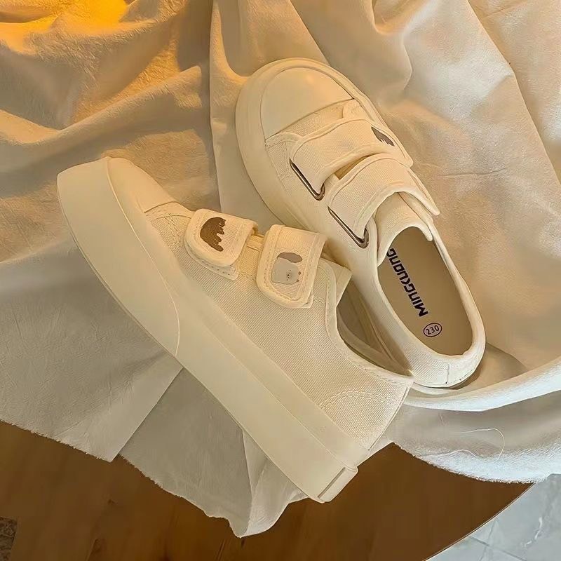 Giày thể thao nữ kem, bata đế cao cổ thấp quai dán năng động Hàn Quốc FLOWER G30 - nguyentrang239