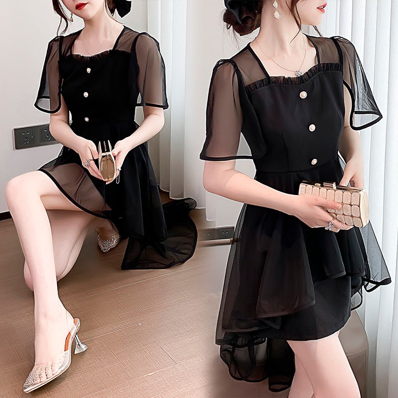 Váy xoè đuôi cá phối lưới - VBEO389