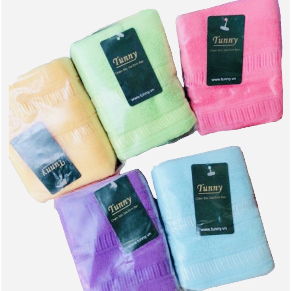 Khăn mặt 100% cotton siêu thấm hút không sổ lông phai màu cao cấp Tunny 30 x 50 cm khăn lau mặt mềm mịn dungemishhop