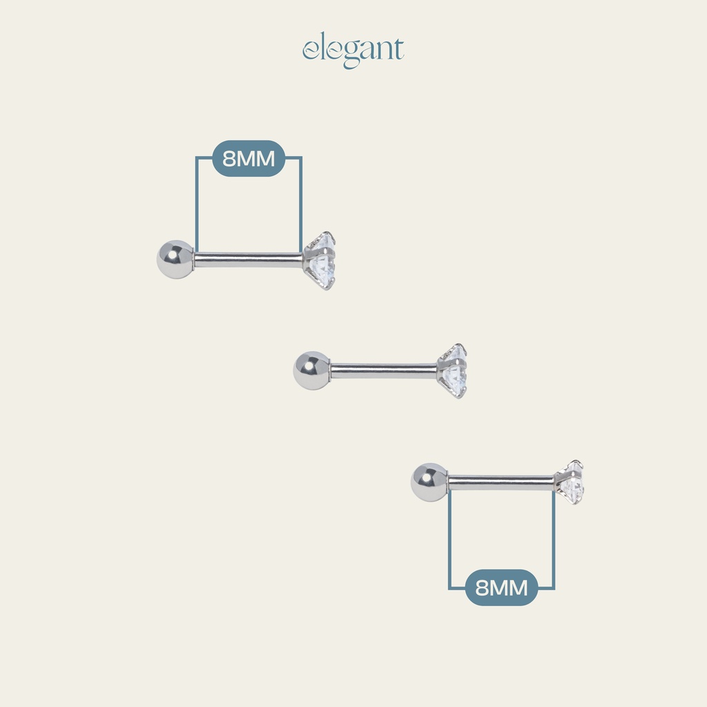 Khuyên tai nụ nam nữ đá tròn trơn CRYSTAL ROUND Elegant