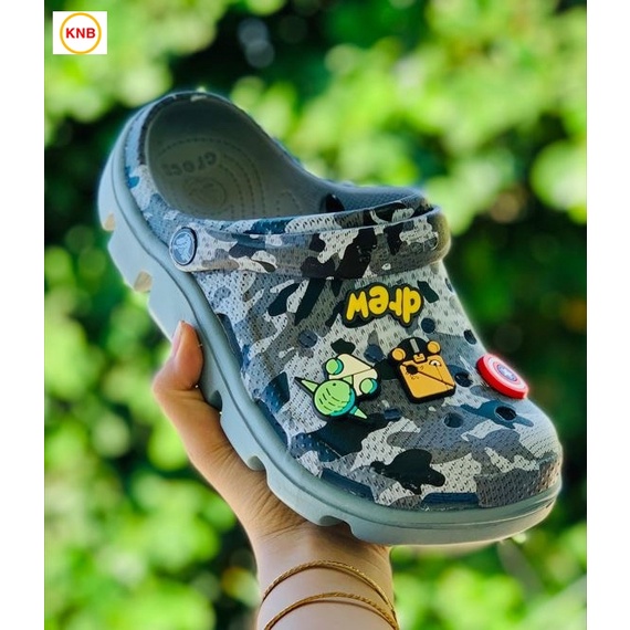 Dép nữ nam, Dép suc Duet Cross Xám Tro loang Camo -Freeship + 12 sticker- Dép Quai Ngang nam nữ bít đầu hàn quốc