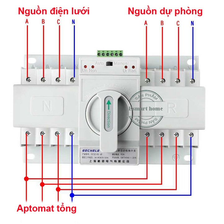 Bộ Chuyển Mạch Tự Động Giữa 2 Nguồn 3 Pha ATS 63A 4P - [ELS]