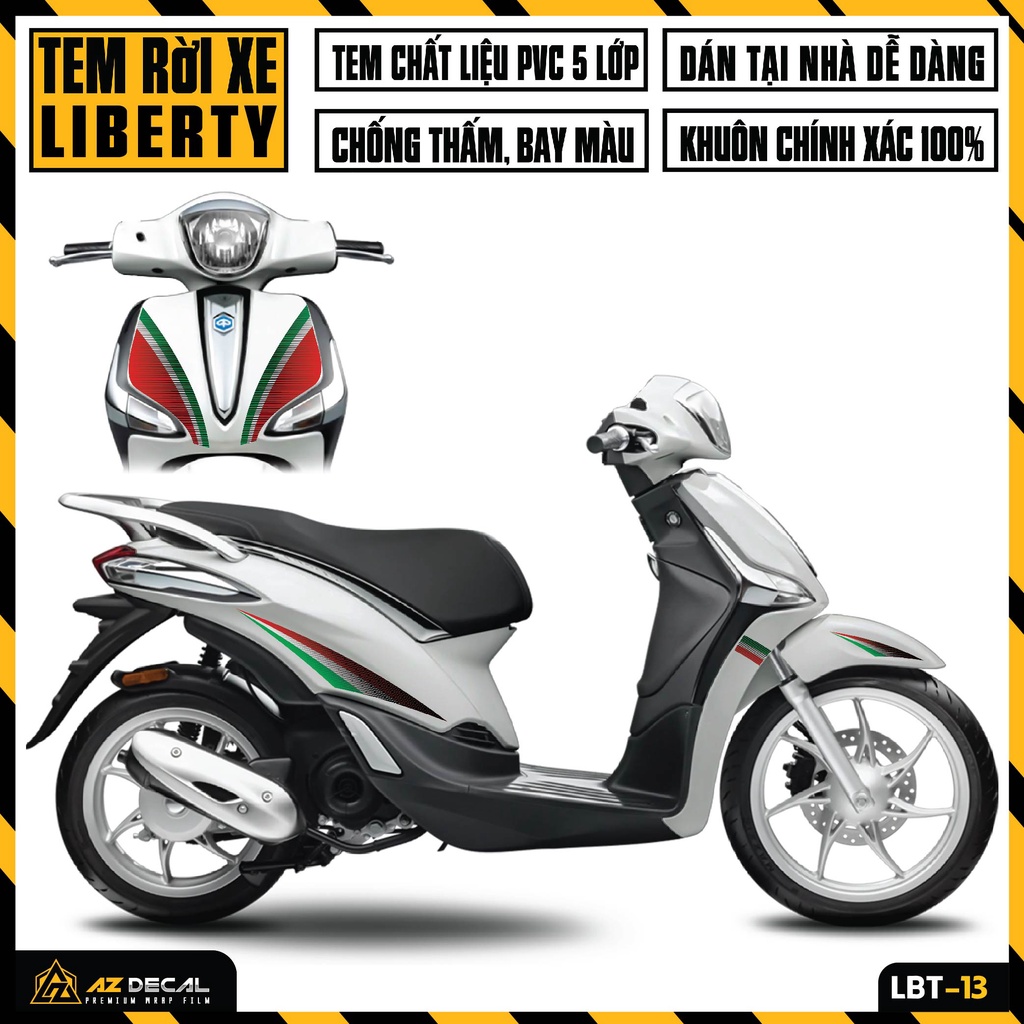Tem Liberty 125 Đỏ Xanh Trắng | LBT-13 | Decal Dán Xe Máy Liberty Chống Nước Bền Màu Dễ Dán Tại Nhà