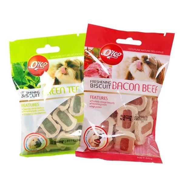 Bánh Thưởng Cho Chó Vị Thịt Bò Trà Xanh Freshening Biscuit Orgo 55g - Jpet shop