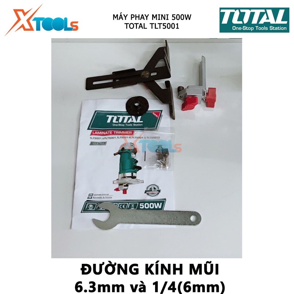 Máy phay mini đa năng TOTAL TLT5001 Máy phay mini cầm tay 220-240V~50/60Hz, Công suất 500W, Tốc độ không tải:3500rpm