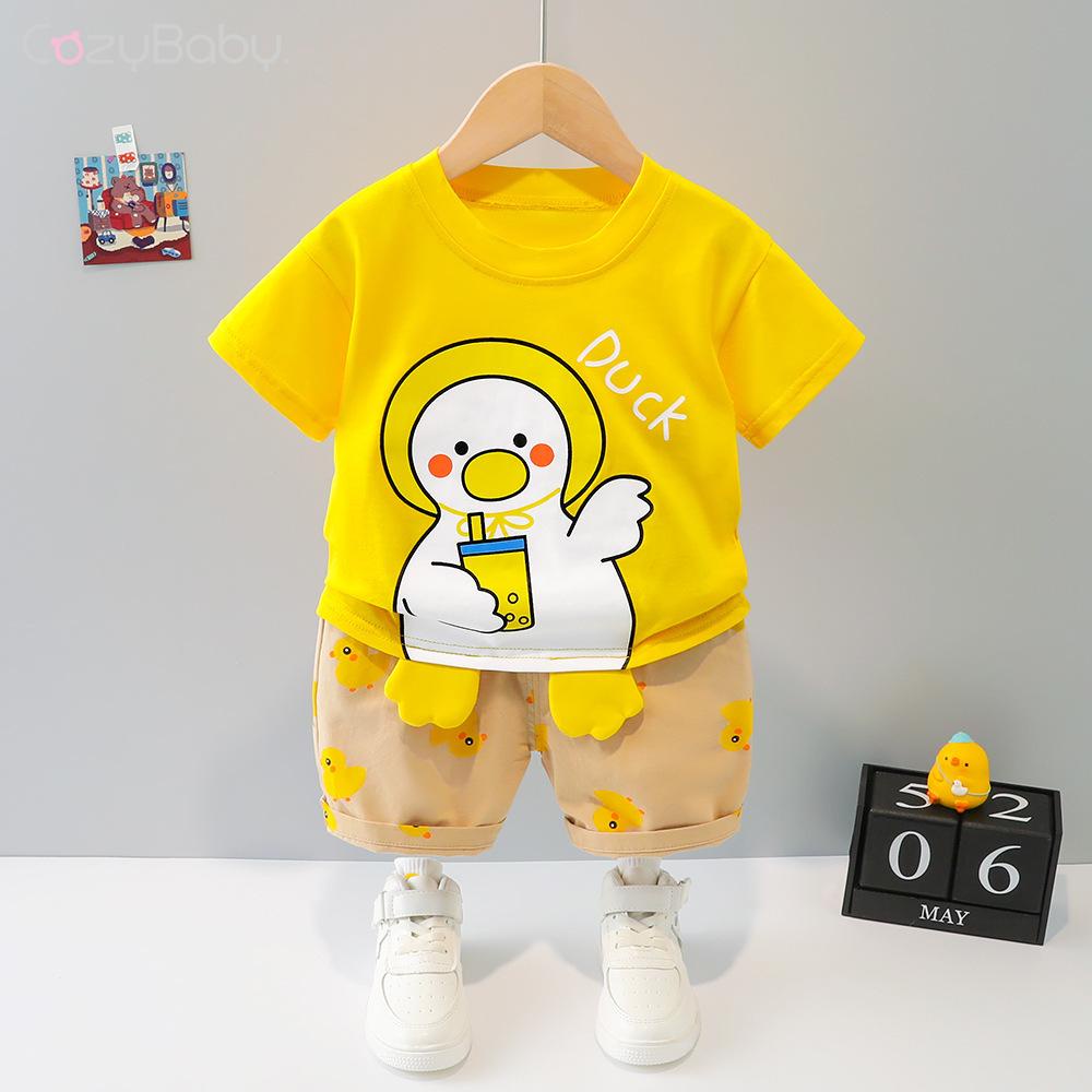 Bộ Áo Thun Tay Ngắn Và Quần Ngắn Thời Trang Hàn Quốc Dành Cho Bé Trai Gái