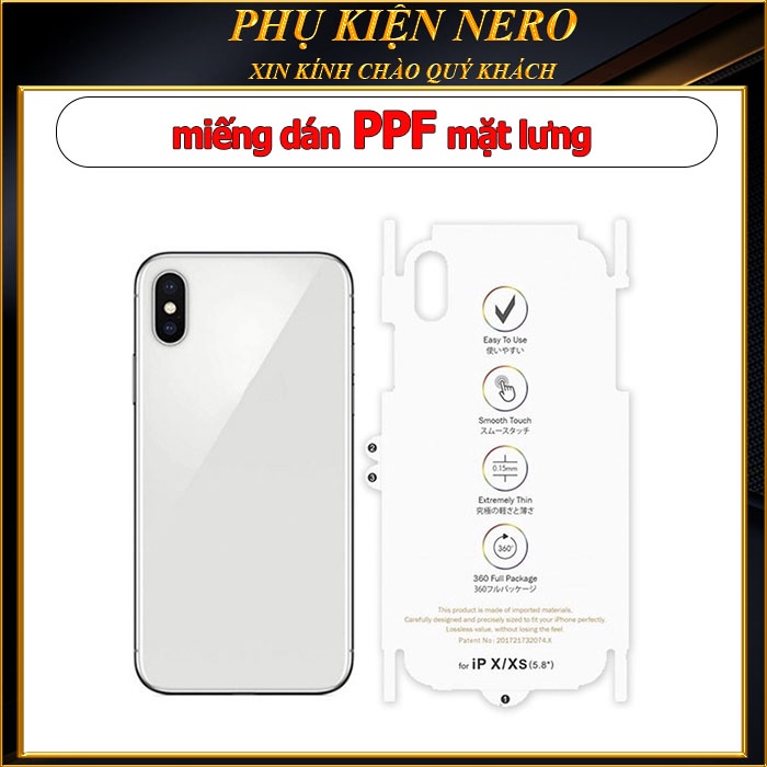 Miếng Dán Skin PPF Mặt Sau Cho Điện Thoại Iphone 6/6s/7/7plus/8/8plus/plus/x/xr/xs/11/12/13/pro/max/promax