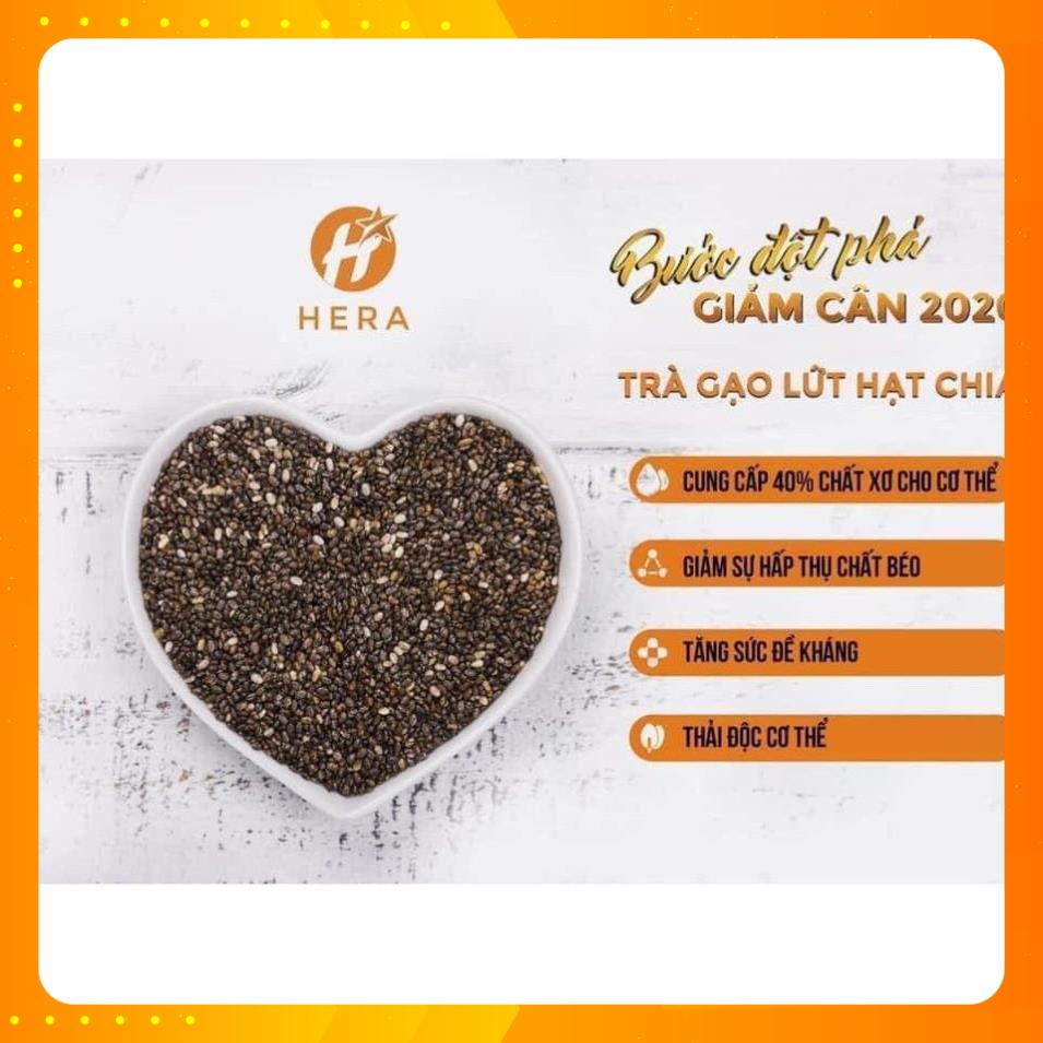 [Chuẩn Authentic] Trà Giảm Cân Gạo Lứt HẠT CHIA HERA tặng kèm thước dây