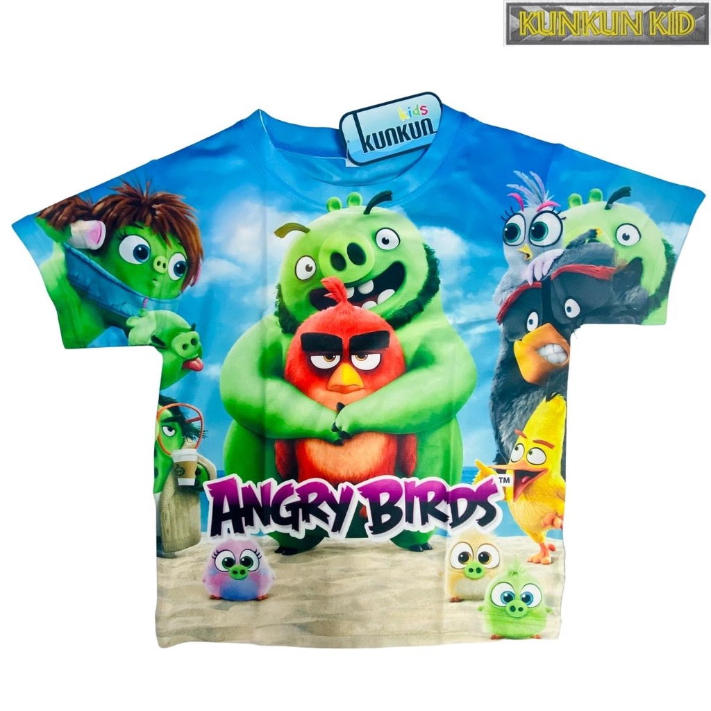 Bộ cộc tay bé trai hình angry birds size đại từ 10-40kg chất thun lạnh co giãn 4 chiều Kunkun Kid TP057