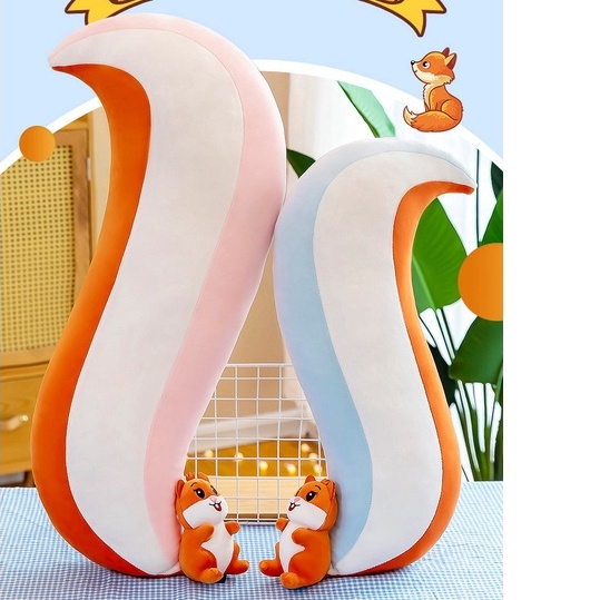 Gấu Bông Sóc Đuôi To, Sóc Bông Đuôi Dài Làm Gối Ôm Cute Có Khóa Kéo, Hàng Minío Cao Cấp Kiểu Dáng Dễ Thương