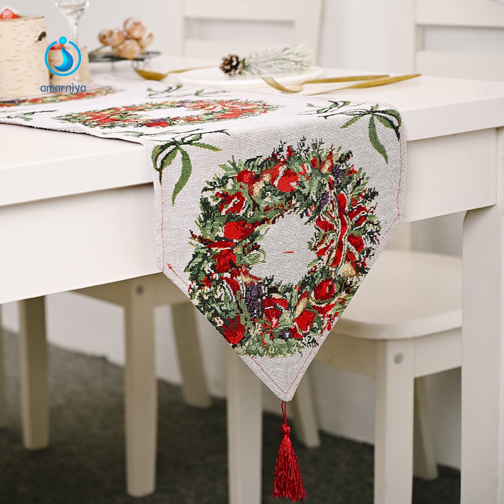 Khăn trải bàn dệt kim nhiều màu sắc trang trí giáng sinh