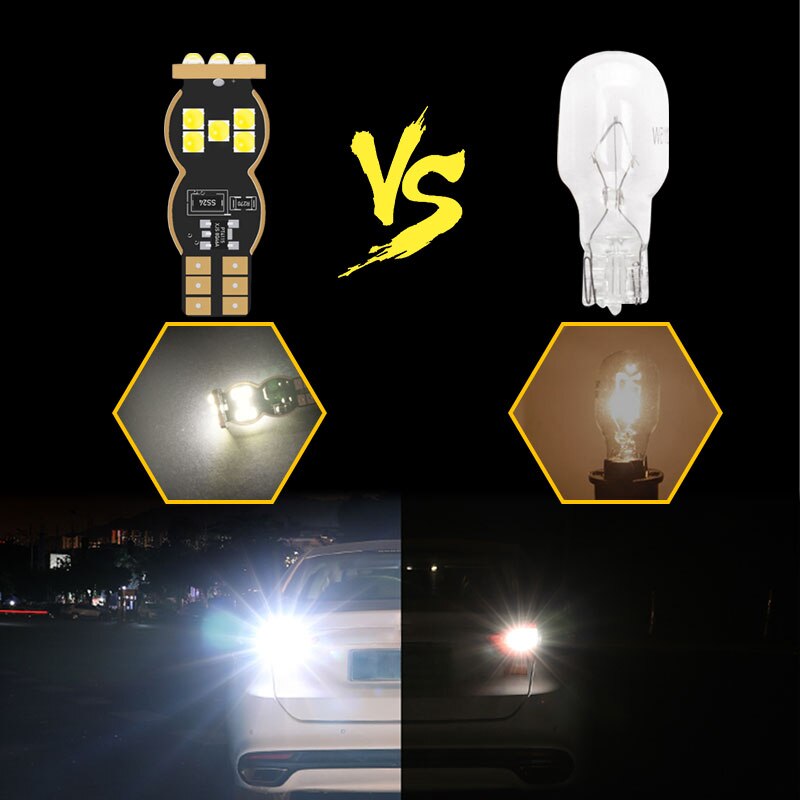 2 cái T15 LED Đèn xe hơi 12V Đèn hậu Đèn hậu Canbus Không có Lỗi Phanh đèn Bóng đèn
