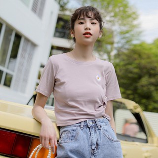 🐰 áo croptop thêu hoa cúc hot trend - chất mịn mát - style hàn quốc siêu xinh