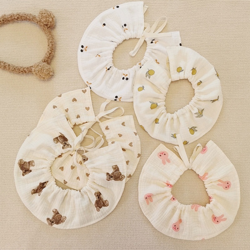 Yếm Ăn Chất Liệu Cotton Mềm Thoáng Khí In Họa Tiết Hoa Xinh Xắn Cho Bé Sơ Sinh