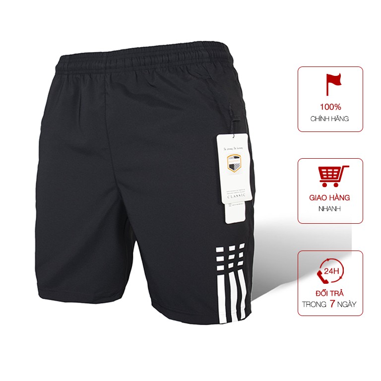 Quần Short Nam Thể Thao 3 Sọc Big Sport Quần Đùi Nam Chất Vải Poly Mềm Mại Co Giãn 4 Chiều Thoáng Mát | BigBuy360 - bigbuy360.vn