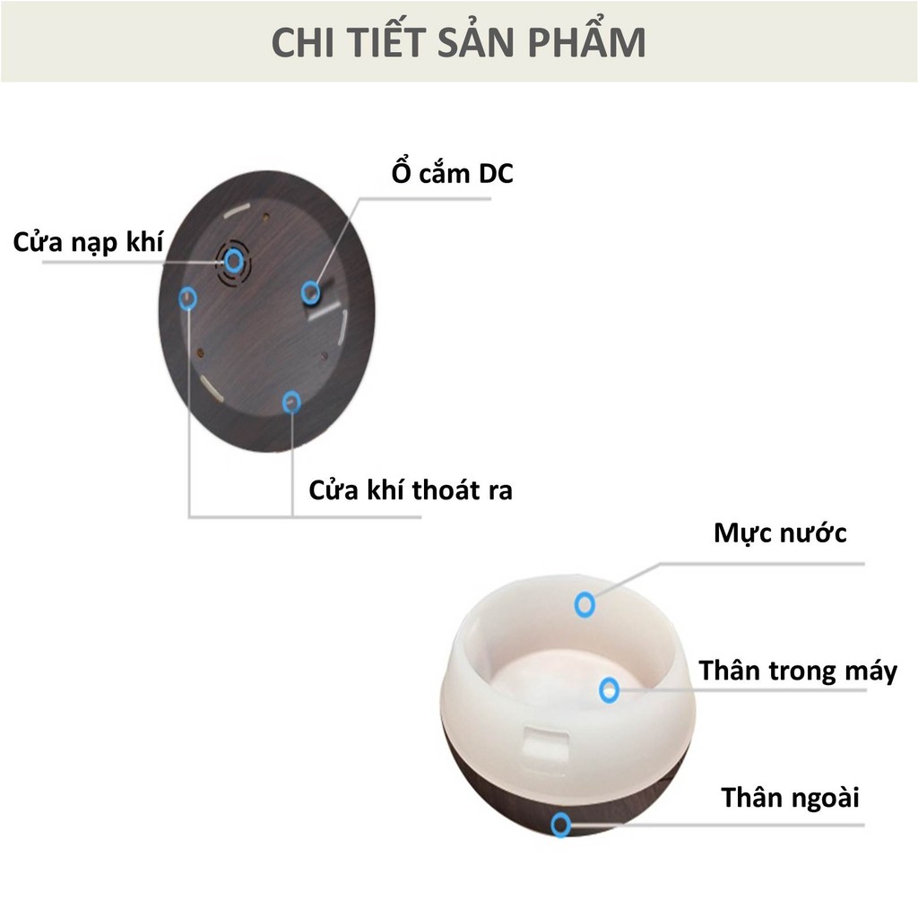 Máy khuếch tán cánh hoa tinh dầu siêu âm tạo ẩm 550ml