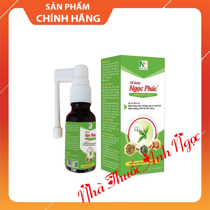 Xịt họng Ngọc Phúc chai 20ml - có tác dụng giúp làm dịu họng, giảm ho, giảm rát họng