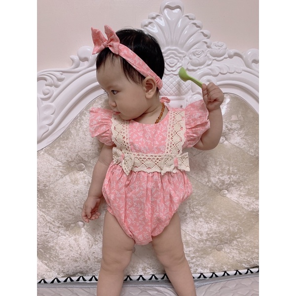 Body bé gái  [𝑻𝑨̣̆𝑵𝑮 𝑲𝑬̀𝑴 𝑻𝑼𝑹𝑩𝑨𝑵] NHƯ Ý HOUSE- bodysuit cho bé sinh Nhật- thôi nôi-đầy tháng- Body Hồng ren ngực