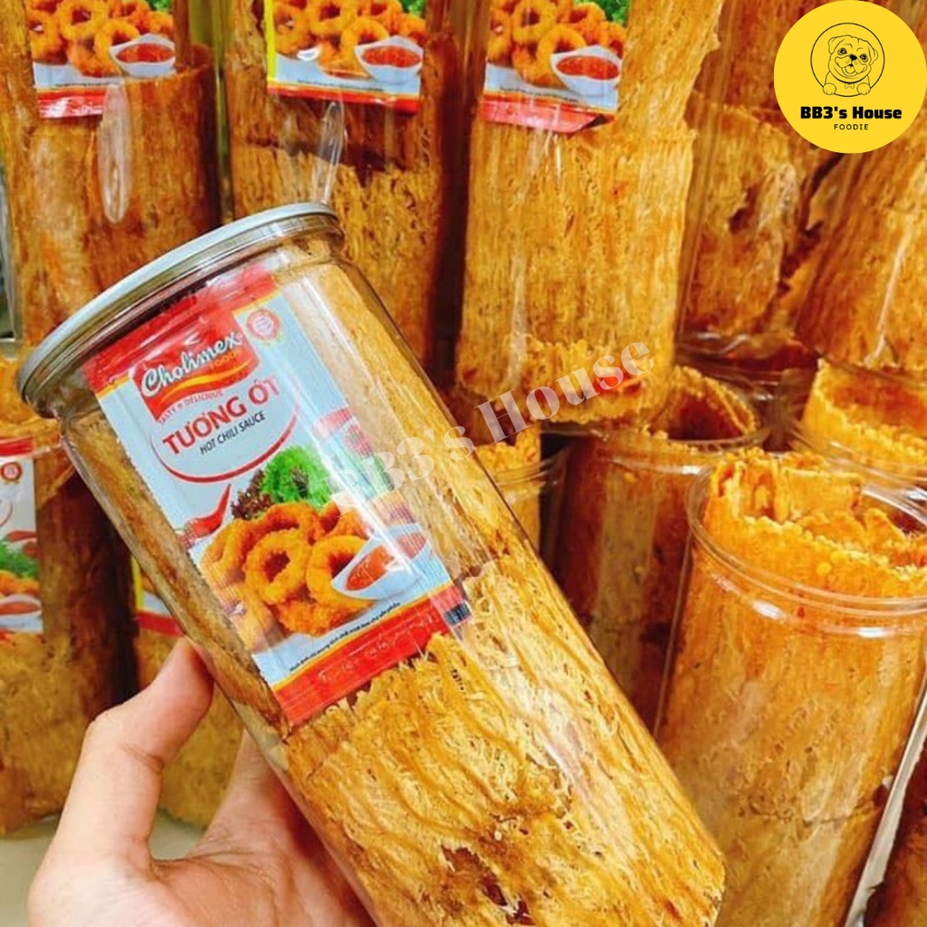 300Gram Mực cán tẩm cay - Hũ pet 300gram khô mực cán tẩm vị cay, mềm, không chất bảo quản, đảm bảo vệ sinh ATTP | BigBuy360 - bigbuy360.vn
