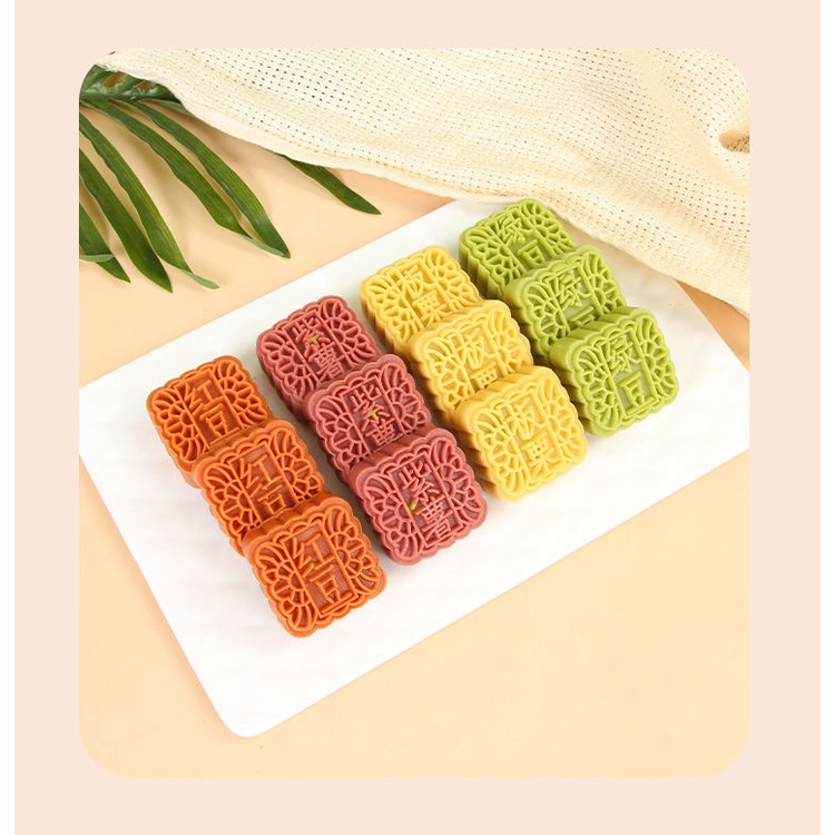 [ Siêu Kute - Tròn vuông ] Combo 1000g Bánh nướng trung thu mini đậu xanh / Bánh nướng đậu xanh mix vị siêu ngon