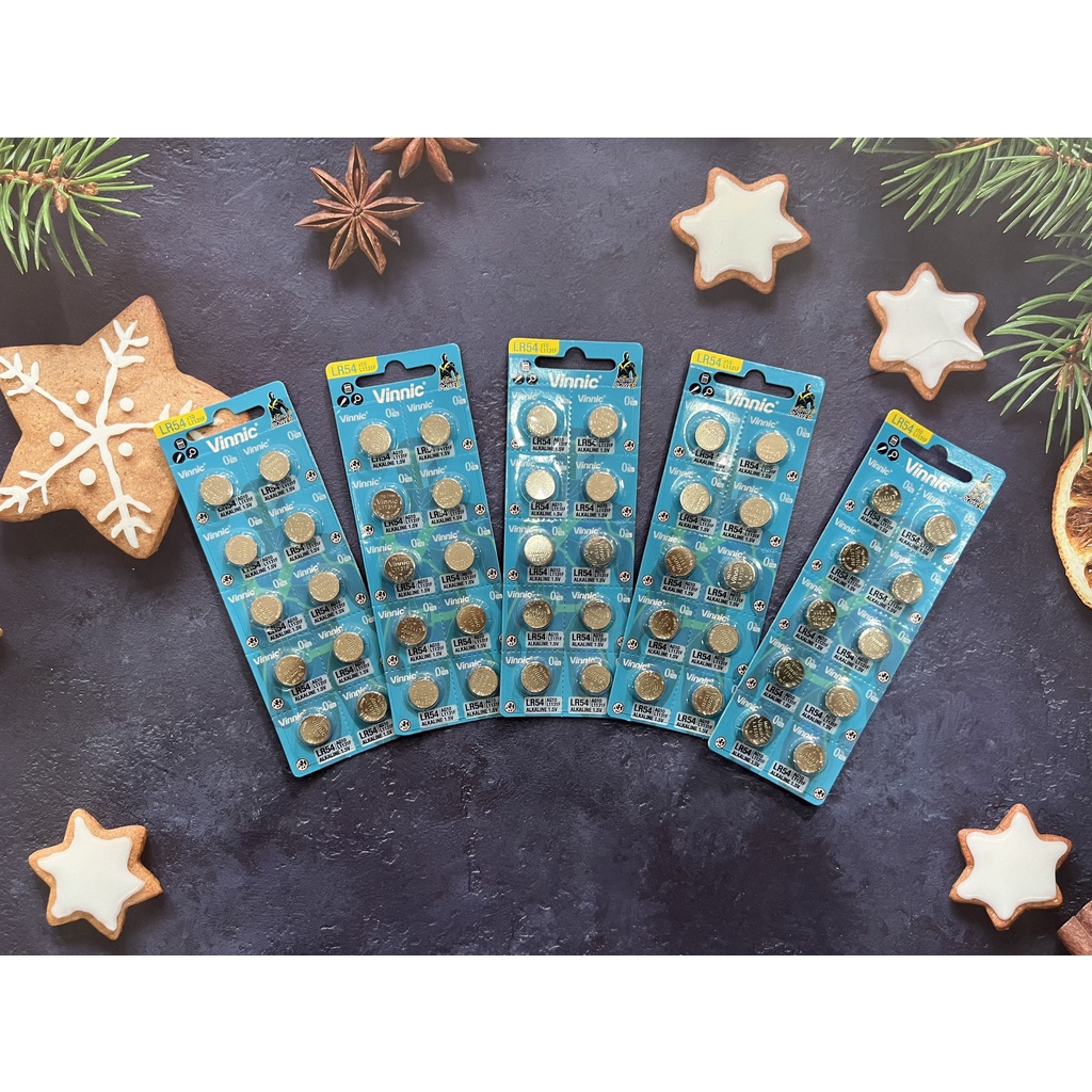 Combo 5 vỉ 50 viên pin CHÍNH HÃNG VINNIC 1130 LR1130 L1130 L1130 AG10 G10
