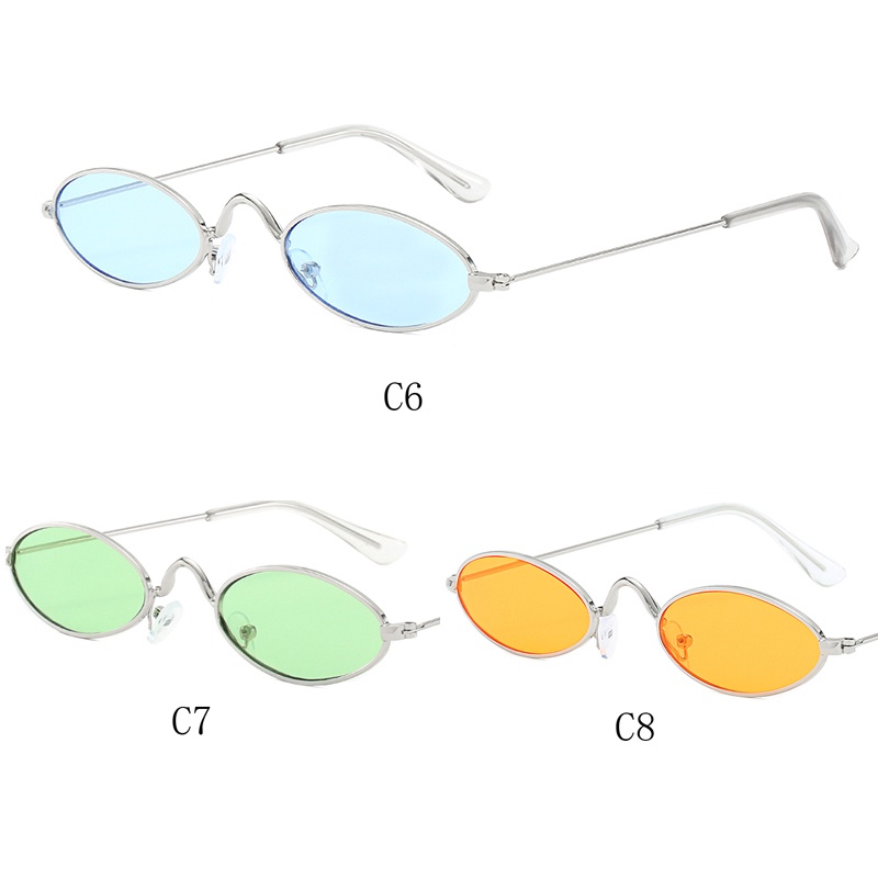 Kính Mát Gọng Kim Loại Hình Oval Thời Trang Cho Nữ