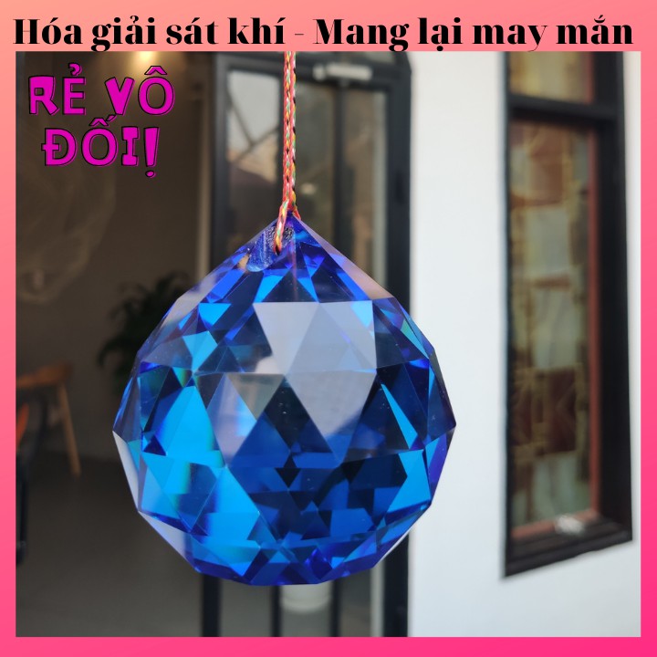 Quả cầu treo phong thủy màu xanh dương