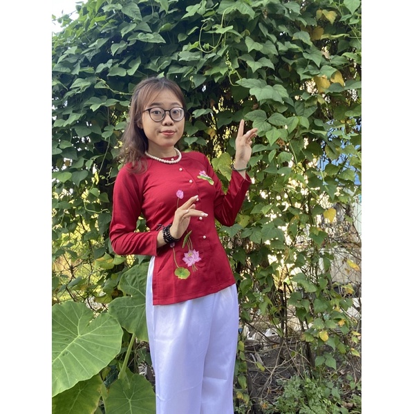 SET BỘ BÀ BA LỤA THÊU SEN, ĐỒ ĐI CHÙA