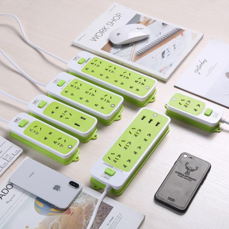 Ổ điện - ổ cắm điện đa năng chống giật thông minh kèm cổng sạc USB (6 phích cắm, 3 USB)