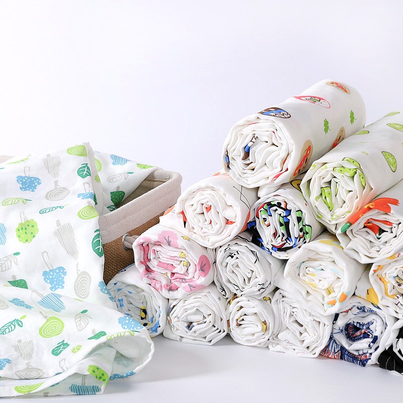 Khăn Tắm Xô Muslin Swaddle Organic Cotton Khổ Lớn 120x120cm, Khăn Tắm Đa Năng Cho Bé