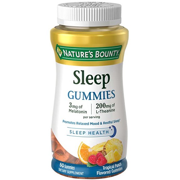 Kẹo dẻo Nature’s Bounty Sleep Gummies 3mg Melatonin 200mg L-Theanine Sleep Health 60v