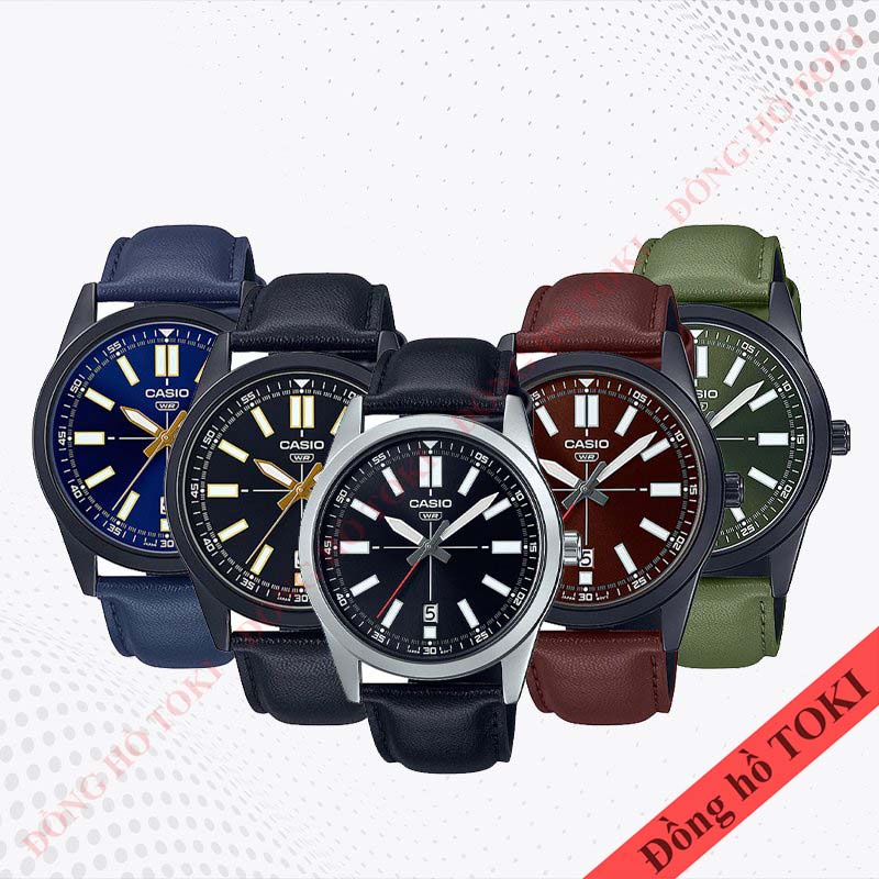 Pin thay đồng hồ đeo tay casio MTP-VD02 dây da dây kim loại các màu