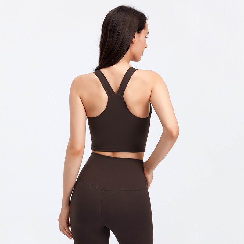Áo ngực tập yoga Hoppe Fumeng có đệm mút cổ V hở lưng trẻ trung gợi cảm cho nữ