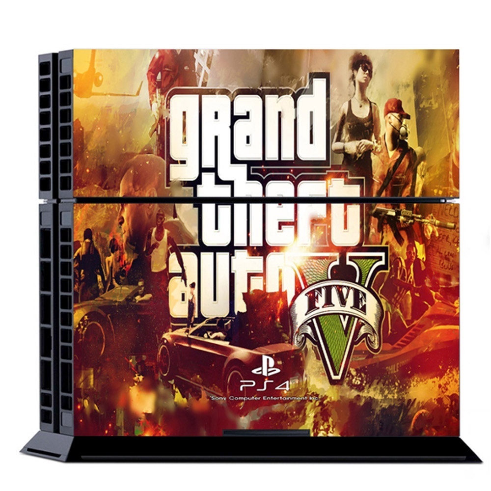 Bộ miếng dán bảo vệ tay cầm và máy chơi game PlayStation 4 hình Grand Theft Auto V đẹp mắt