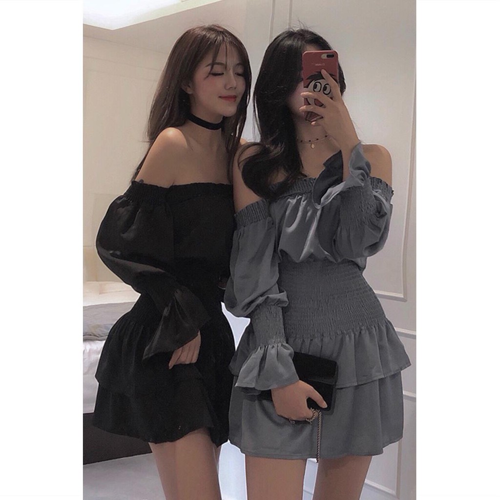 Đầm trễ vai phối bèo nhún eo tôn dáng | BigBuy360 - bigbuy360.vn