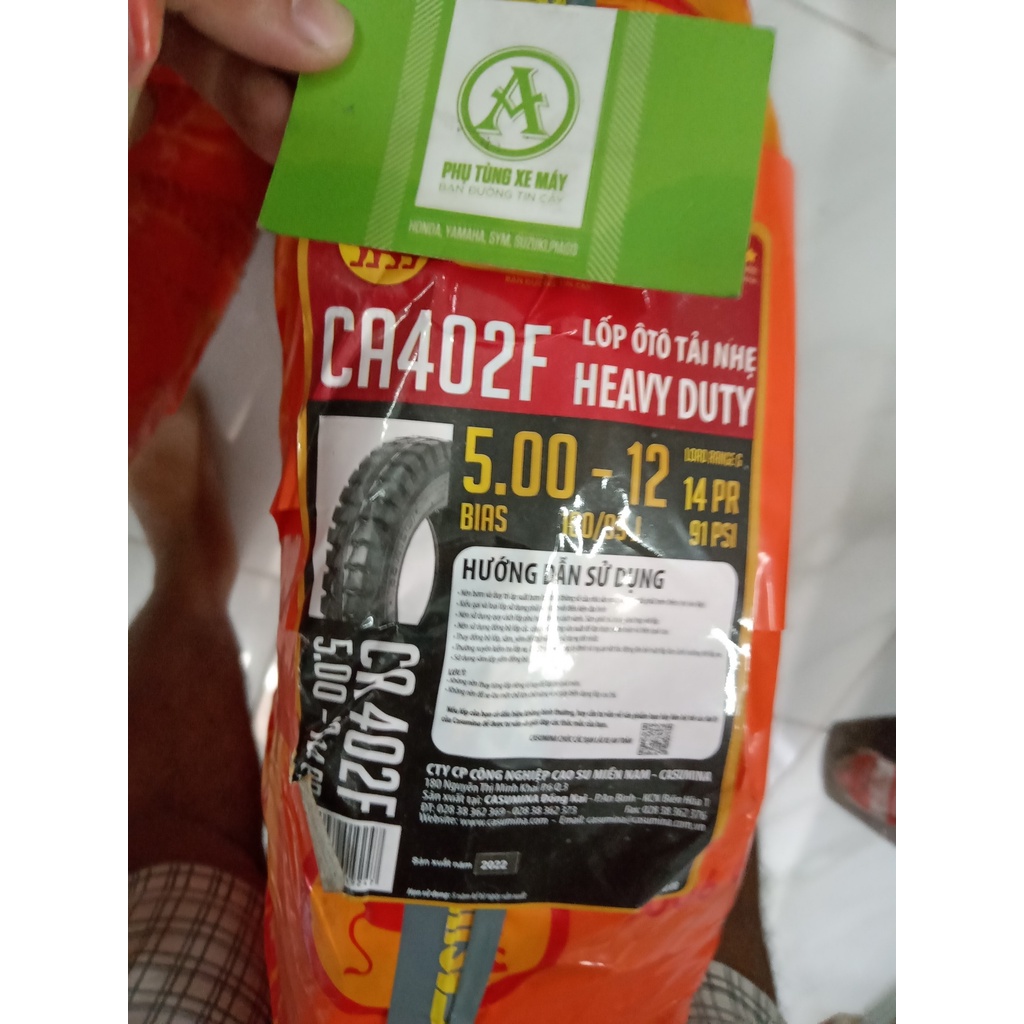 Lốp xe tải Casumina 500-12 14PR CA402F hoa ngang