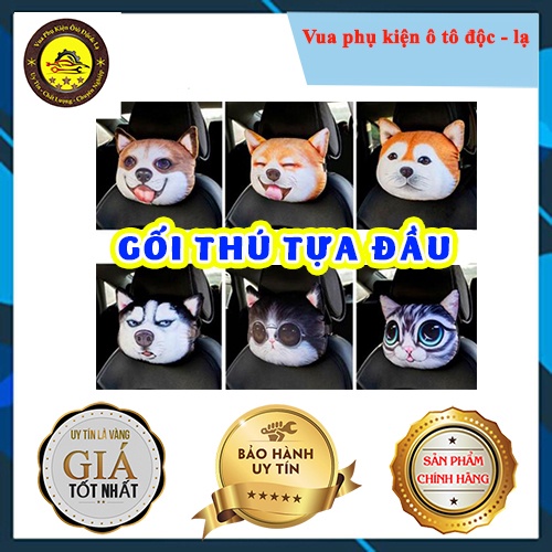 Bộ Gối Tựa Đầu Ô Tô Hình Thú Cưng 3D