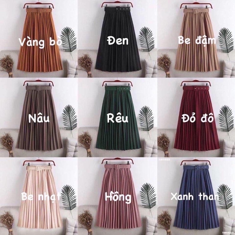 Chân Váy Xếp Ly Kèm Đai