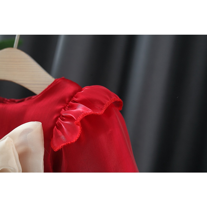 Đầm Công Chúa Tay Dài Đính Nơ Màu Sắc Ngọt Ngào Thời Trang Xuân Thu Cho Bé Gái