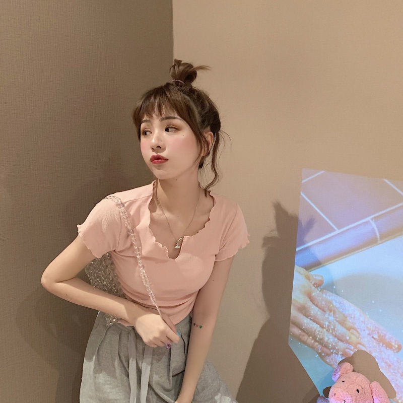 Áo thun croptop dây rút pastel siêu xinh siêu mát hack dáng siêu đẹp