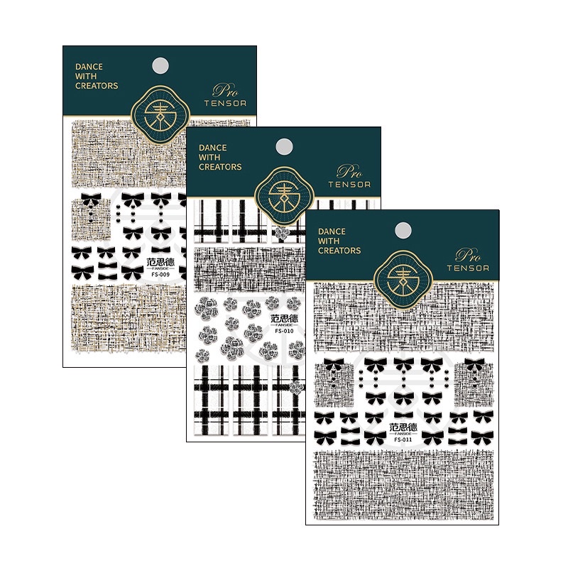 Sticker kẻ dạ Hàn 3d new trang trí móng