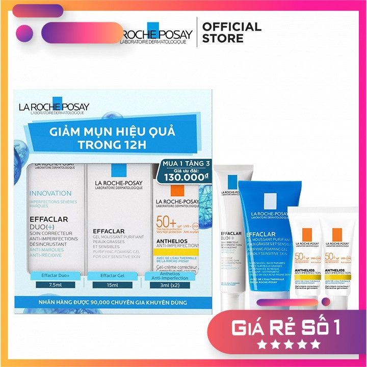 Bộ sản phẩm giảm mụn ngừa thâm siêu hiệu quả trong 12h La Roche-Posay