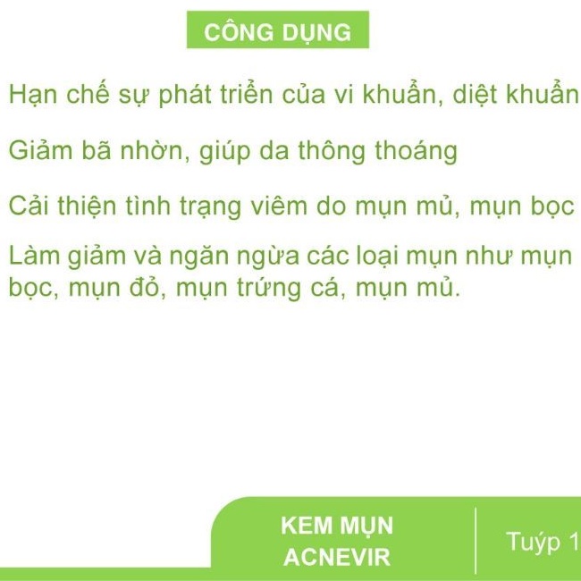 ✅ Kem mụn acnevir, mụn bọc, mụn mủ, mụn trứng cá