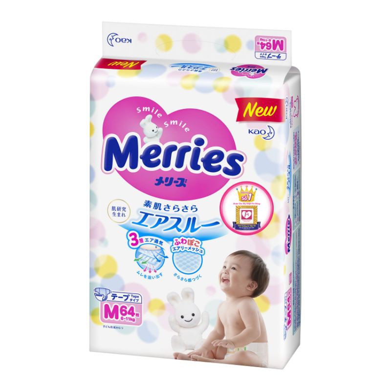 Tã dán Merries size M 64 miếng