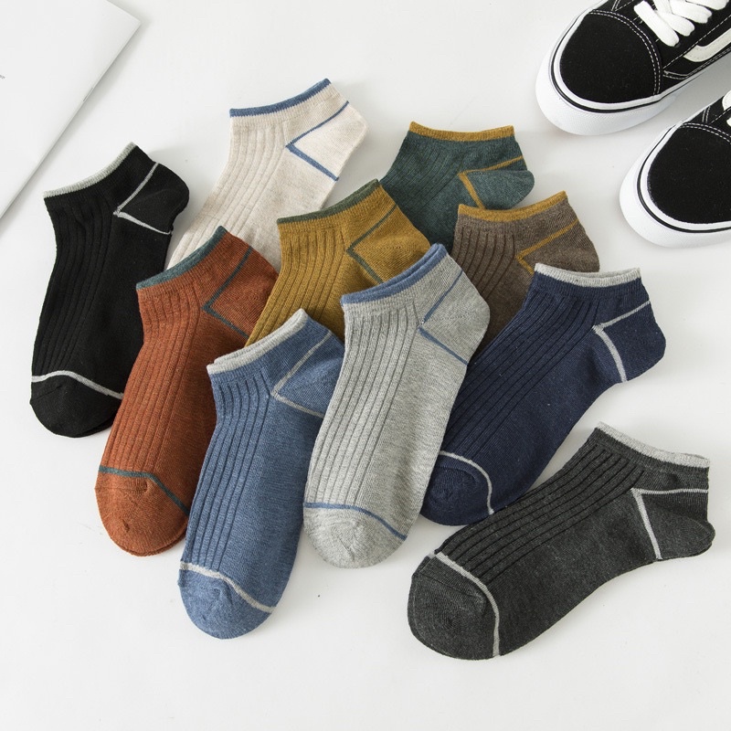 Tất cổ ngắn nam nữ vớ trơn viền thời trang hàn quốc đẹp giá rẻ cotton kháng khuẩn MRSOCKS VN057